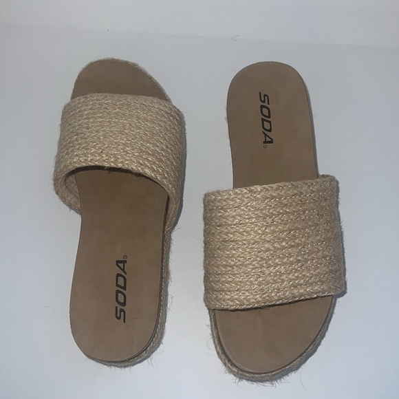 Womens Open Toe Platform Wedge Heel Raffia Espadrille Flat Sandals - Picture 7 of 9